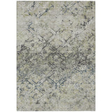 8' X 10' Silver Gray And Charcoal Geometric Washable Indoor Outdoor Area Rug