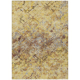 5' X 8' Wheat Gold And Gray Geometric Washable Indoor Outdoor Area Rug