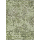 8' X 10' Artichoke Green And Fern Green Floral Washable Indoor Outdoor Area Rug