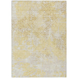 8' X 10' Gold Wheat And Beige Floral Washable Indoor Outdoor Area Rug