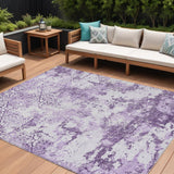 8' X 10' Lavender Purple And Lilac Floral Washable Indoor Outdoor Area Rug