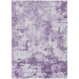 8' X 10' Lavender Purple And Lilac Floral Washable Indoor Outdoor Area Rug