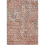5' X 8' Salmon Ivory And Gray Floral Washable Indoor Outdoor Area Rug