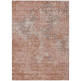 8' X 10' Salmon Ivory And Gray Floral Washable Indoor Outdoor Area Rug