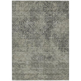 5' X 8' Taupe Khaki And Charcoal Floral Washable Indoor Outdoor Area Rug