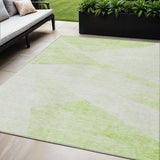 5' X 8' Artichoke Green Lime Green And Ivory Abstract Washable Indoor Outdoor Area Rug