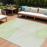 8' X 10' Artichoke Green Lime Green And Ivory Abstract Washable Indoor Outdoor Area Rug