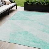 5' X 8' Aqua Sky Blue And Ivory Abstract Washable Indoor Outdoor Area Rug