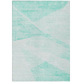 5' X 8' Aqua Sky Blue And Ivory Abstract Washable Indoor Outdoor Area Rug
