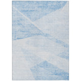 8' X 10' Denim Blue And Sky Blue Abstract Washable Indoor Outdoor Area Rug