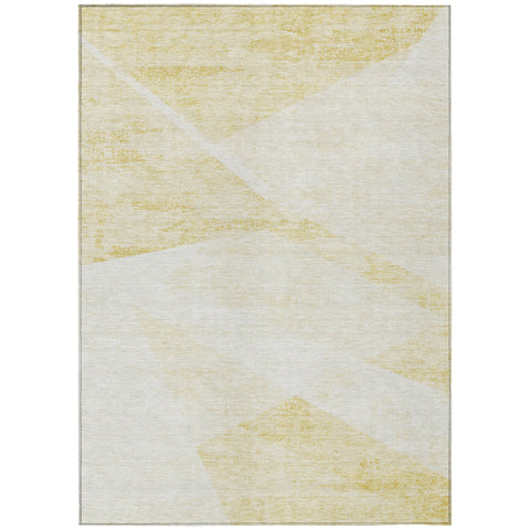 3' X 5' Gold Beige And Ivory Abstract Washable Indoor Outdoor Area Rug