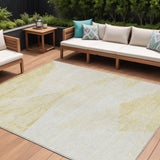 8' X 10' Gold Beige And Ivory Abstract Washable Indoor Outdoor Area Rug