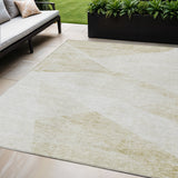 5' X 8' Khaki Beige And Ivory Abstract Washable Indoor Outdoor Area Rug