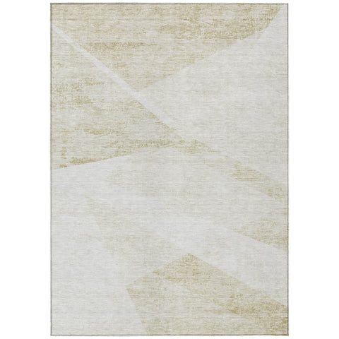 8' X 10' Khaki Beige And Ivory Abstract Washable Indoor Outdoor Area Rug