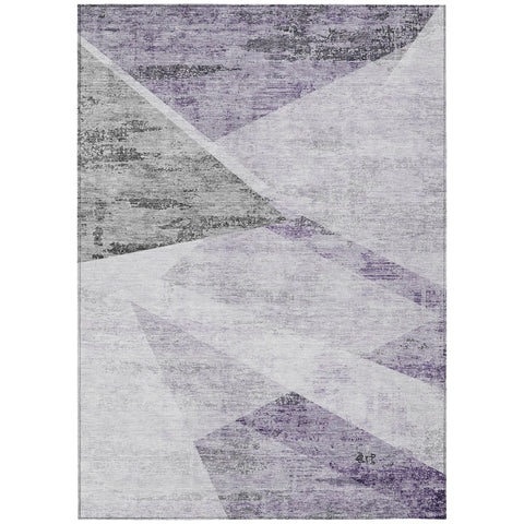 8' X 10' Purple Gray And Charcoal Abstract Washable Indoor Outdoor Area Rug