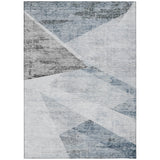 5' X 8' Sky Blue Gray And Charcoal Abstract Washable Indoor Outdoor Area Rug