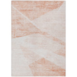 5' X 8' Salmon Peach And Ivory Abstract Washable Indoor Outdoor Area Rug