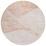 8' Salmon Peach And Ivory Round Abstract Washable Indoor Outdoor Area Rug