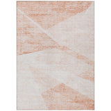 8' X 10' Salmon Peach And Ivory Abstract Washable Indoor Outdoor Area Rug