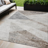 5' X 8' Silver Beige And Gray Abstract Washable Indoor Outdoor Area Rug