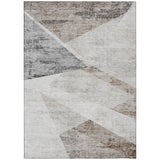 8' X 10' Silver Beige And Gray Abstract Washable Indoor Outdoor Area Rug