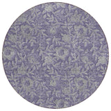 8' Eggplant Purple And Gray Round Floral Washable Indoor Outdoor Area Rug