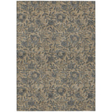 5' X 8' Khaki Beige And Gray Floral Washable Indoor Outdoor Area Rug