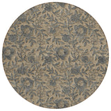 8' Khaki Beige And Gray Round Floral Washable Indoor Outdoor Area Rug