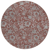 8' Orange Gray And Silver Round Floral Washable Indoor Outdoor Area Rug
