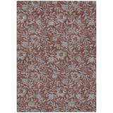 8' X 10' Orange Gray And Silver Floral Washable Indoor Outdoor Area Rug