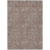 5' X 8' Terra Cotta Copper And Taupe Floral Washable Indoor Outdoor Area Rug