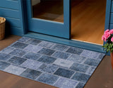 3' X 5' Blush Denim Blue And Sky Blue Patchwork Washable Indoor Outdoor Area Rug