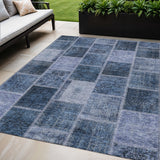 5' X 8' Blush Denim Blue And Sky Blue Patchwork Washable Indoor Outdoor Area Rug