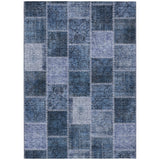 5' X 8' Blush Denim Blue And Sky Blue Patchwork Washable Indoor Outdoor Area Rug