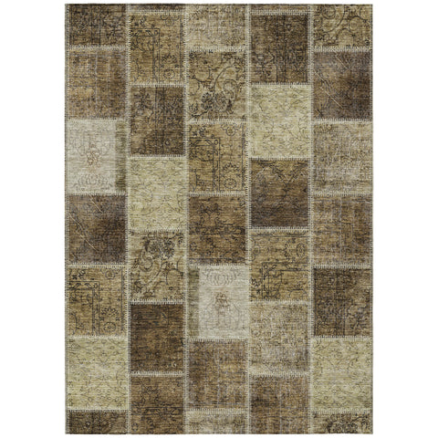 3' X 5' Brown Beige And Taupe Patchwork Washable Indoor Outdoor Area Rug
