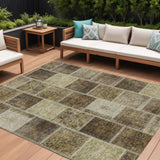 8' X 10' Brown Beige And Taupe Patchwork Washable Indoor Outdoor Area Rug