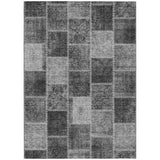 3' X 5' Gray Charcoal And Silver Patchwork Washable Indoor Outdoor Area Rug