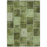 5' X 8' Olive Green And Artichoke Green Patchwork Washable Indoor Outdoor Area Rug