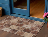 3' X 5' Orange Copper And Beige Patchwork Washable Indoor Outdoor Area Rug
