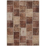 3' X 5' Orange Copper And Beige Patchwork Washable Indoor Outdoor Area Rug