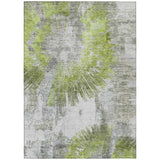8' X 10' Artichoke Green Gray And Charcoal Abstract Washable Indoor Outdoor Area Rug