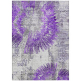 3' X 5' Purple Gray And Charcoal Abstract Washable Indoor Outdoor Area Rug