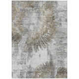 5' X 8' Taupe Beige And Brown Abstract Washable Indoor Outdoor Area Rug