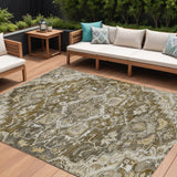 8' X 10' Brown Beige And Taupe Oriental Washable Indoor Outdoor Area Rug