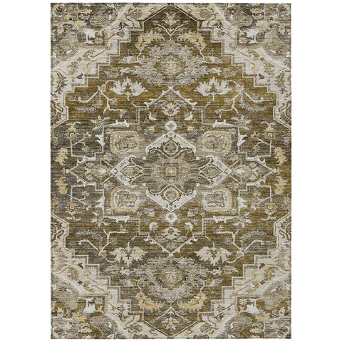 8' X 10' Brown Beige And Taupe Oriental Washable Indoor Outdoor Area Rug