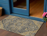 3' X 5' Gray Charcoal And Silver Oriental Washable Indoor Outdoor Area Rug