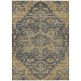 3' X 5' Gray Charcoal And Silver Oriental Washable Indoor Outdoor Area Rug