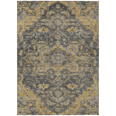 3' X 5' Gray Charcoal And Silver Oriental Washable Indoor Outdoor Area Rug