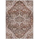 5' X 8' Terra Cotta Brown And Copper Oriental Washable Indoor Outdoor Area Rug