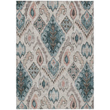 8' X 10' Beige Teal Blue And Copper Moroccan Washable Indoor Outdoor Area Rug